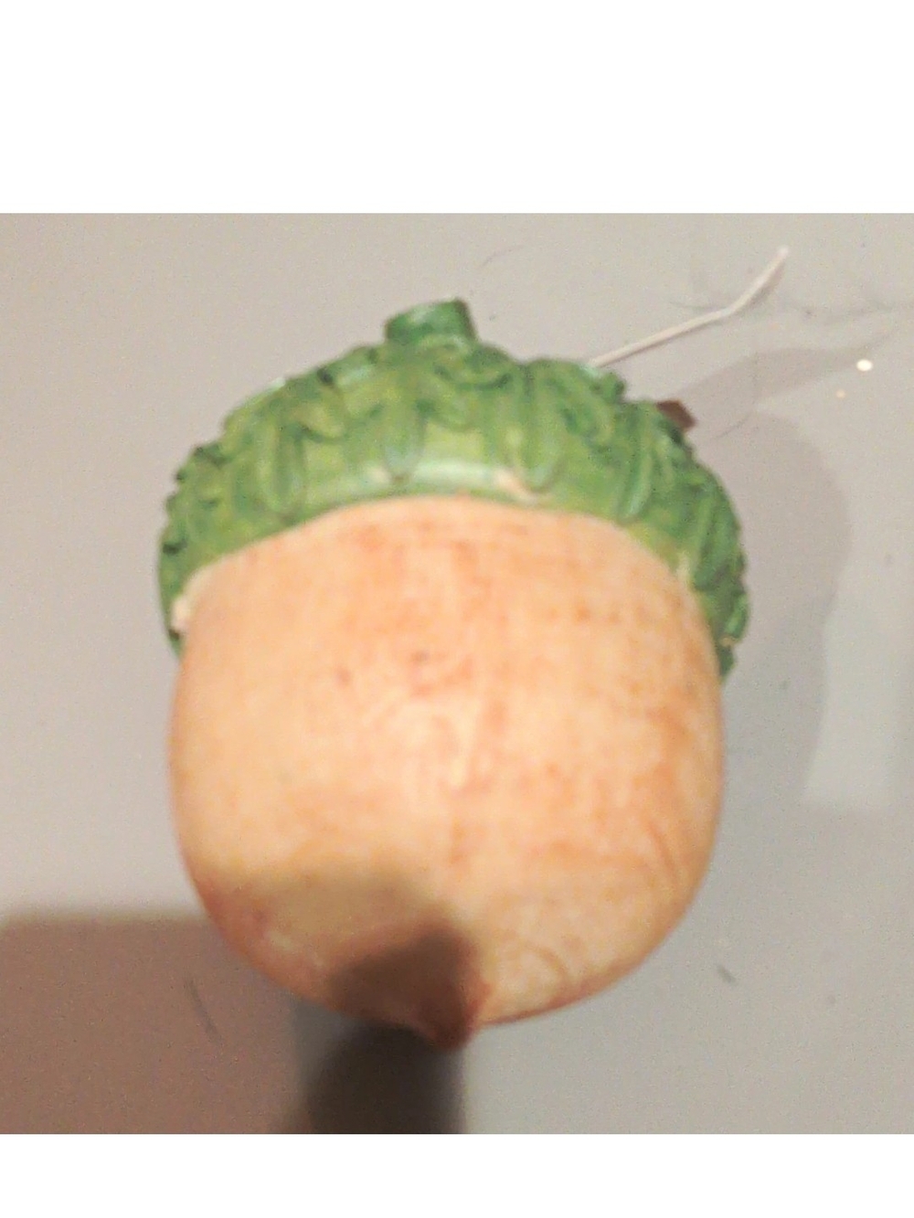 Green Top Cream Acorn Home Accent Figurine. 3in